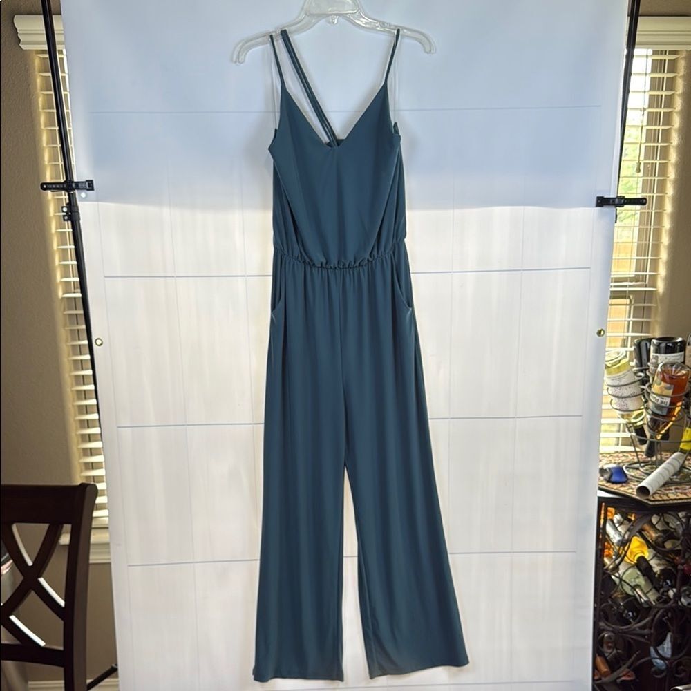 Gilli Slate Blue Jumpsuit with Spaghetti Straps and Wide-Leg Design, Small